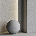 Gray Sphere Placed In Corner With Textured Gray And Beige Walls 3d model