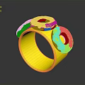 Shiny Golden Metallic Ring With Glossy Loop Designs And Reflective Surface