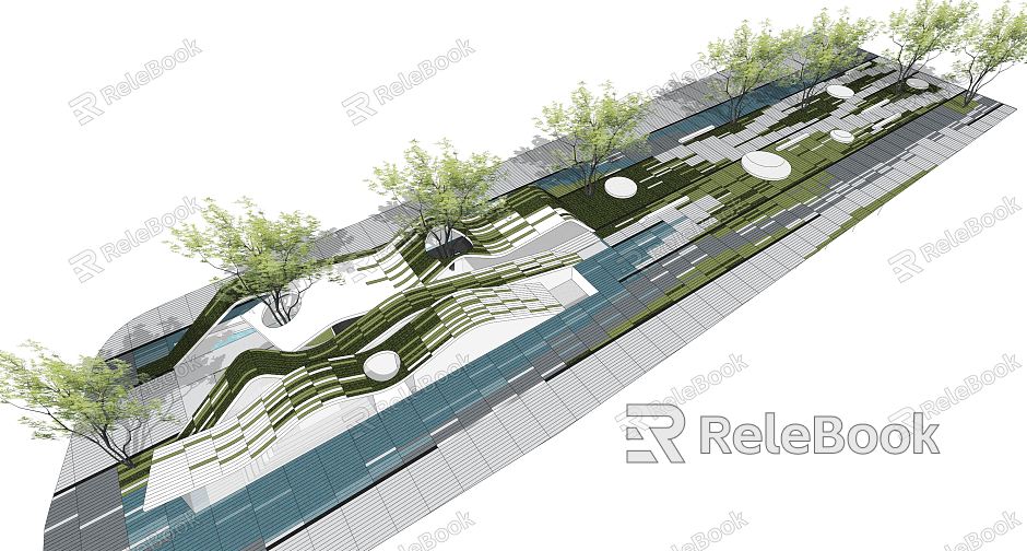 modern pavement sketch park landscape street green space municipal square ground pavement model