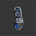 Modern Design White Base Sneakers With Colorful Patterns Blue Orange Accents And Rubber Sole