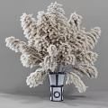 Pampas Grass Flowers in Black and White Geometric Vase for Home Decor