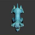 Teal Canine Fantasy Game Movie Character Standing Pose 3D Rendered Shiny Texture