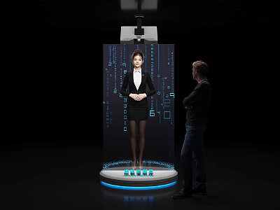 Virtual commentator artificial intelligence AI exhibition transparent screen holographic projection exhibition multimedia 3d model