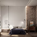 Kids Room Featuring Arched Window Brick Wall White Walls Bookshelf Bed And Wooden Floor