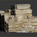 Wood and Stone Handcrafted Structure with Stacked Blocks and Natural Texture 3d model