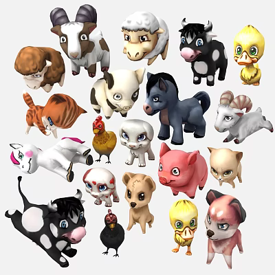 Cute Colorful Stuffed Animal Toys With Various Designs For Children Playtime 3d model
