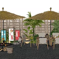 Camping business outside the outdoor table and chairs around the stove to make tea net red card place 3d model