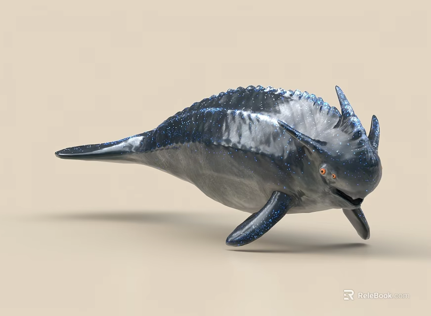Streamlined Aquatic Animal With Blue Silver Body Dorsal Protrusions And Modern Design 3d model 