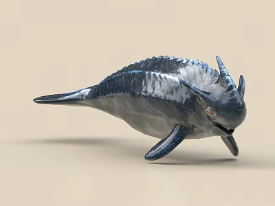 Streamlined Aquatic Animal With Blue Silver Body Dorsal Protrusions And Modern Design 3d model