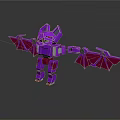 Purple Bat Winged Robot Game Movie Character Standing With Spread Wings