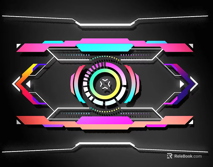 Modern Abstract Background Design With Colorful Geometric Neon Lines And Patterns 3d model