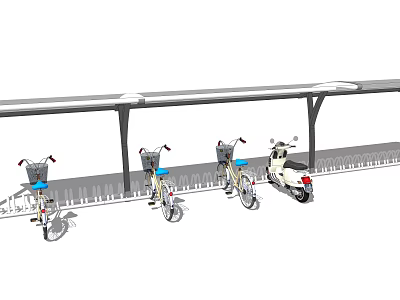 Outdoor Bike Parking Canopy with Metal Frame for Electric Bikes and Scooters 3d model