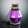 Medical Device Purple Hexagonal Jar With Wooden Lid Silver Band And Tag