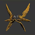 Golden Winged Fantasy Creature With Intricate Details And Flying Stance