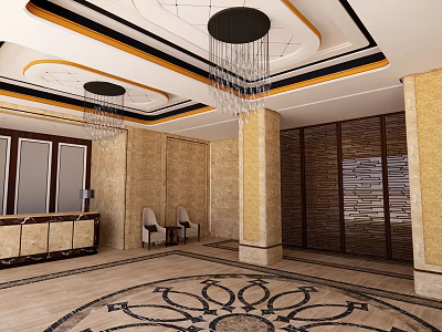 Modern Hall Hotel Lobby 3d model