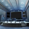 Cartoon Scene Of Industrial Style Room With Metal Pipes Equipment And Broken Floor Chair