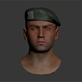 Green Beret Hat On Male Head 3D Model Render With Realistic Details 3d model