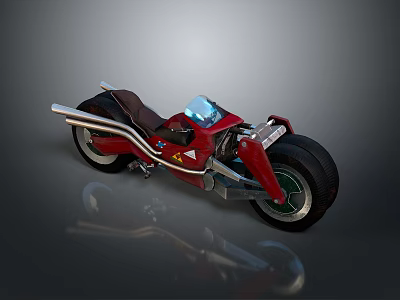 Sleek Red Motorcycle with Blue Windshield Black Tires Silver Exhaust and Modern Design Elements 3d model