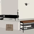Black And Brown Storage Benches In Modern Entryway With Coat Rack Umbrella Shopping Bag