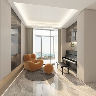 Multi-function piano room Modern piano room 3d model