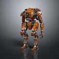 Smart Orange Mechanical Robot With Standing Posture Detailed Structure And Number 01 3d model
