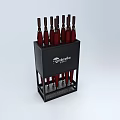 Practical Black Umbrella Stand With Multiple Red Umbrellas For Home Use 3d model