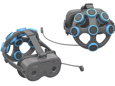 VR Headset Digital Device With Gray And Blue Design Built in Mic And Cable 3d model