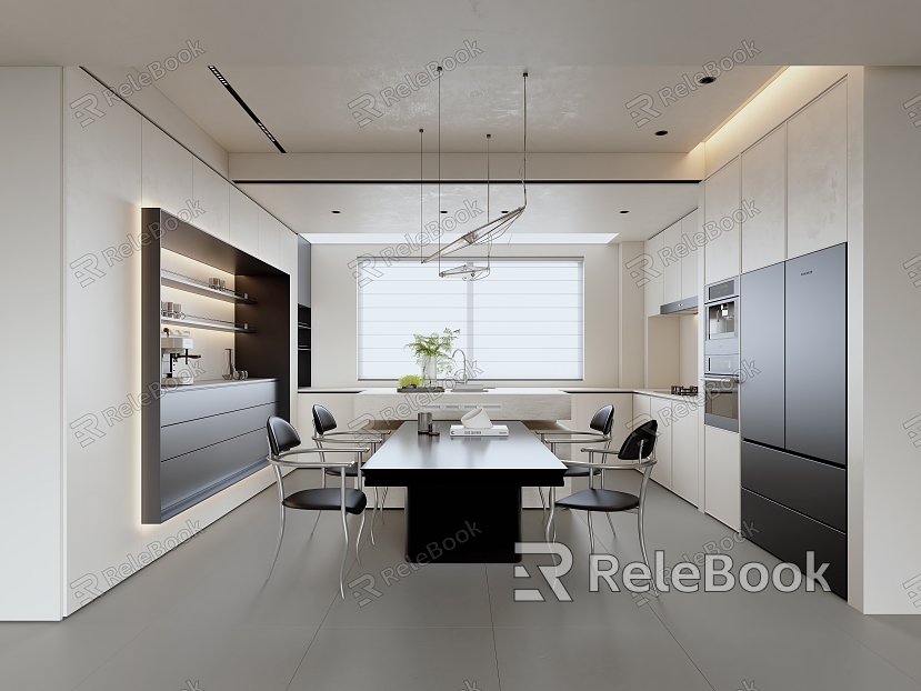 Minimalist Open Kitchen Dining Room model