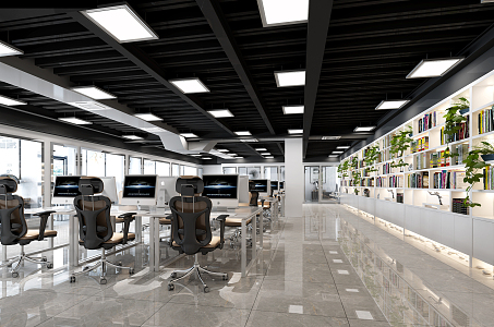 Modern public office area Simple office 3d model