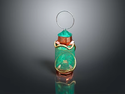 Green Crystal Decorative Pendant With Copper Ornamental Accents And Ring Top 3d model