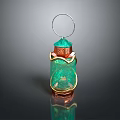 Green Crystal Decorative Pendant With Copper Ornamental Accents And Ring Top