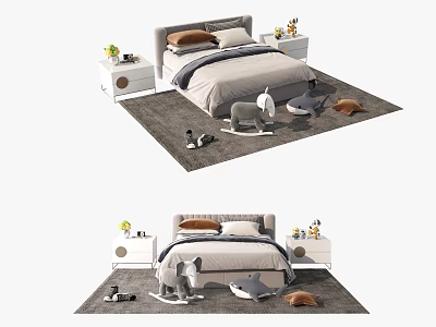 Modern Children's Bed Boy's Bed Boys' Bed Master's Bed 3d model