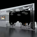 Modern METROPROPY Exhibition Booth Design Featuring Display Screen Hanging Lights And Furniture
