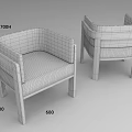 Modern Booth Sofas With Light Gray Fabric And Wooden Frame Design 3d model