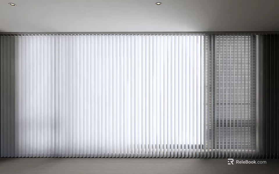 White Vertical Blinds For Modern Interior Window With Soft Natural Light 3d model 