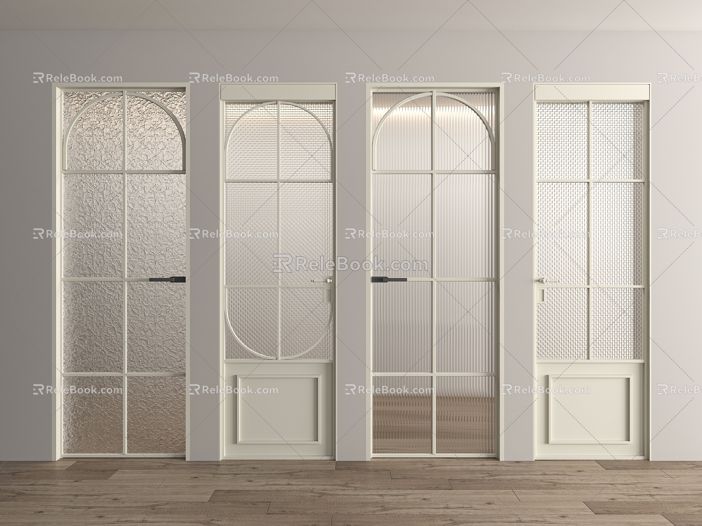 Single-door glass door 3d model