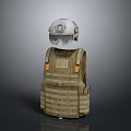 Military Style Tactical Vest With Protective Helmet And Goggles For Outdoor Use