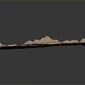Natural Landscape 3D Terrain Model With Mountain Texture Brownish Yellow And Green Lowlands