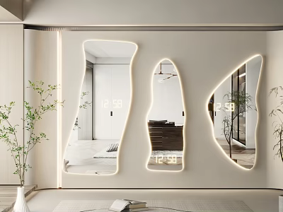 LED Lighted Irregular Shaped Mirrors For Modern Minimalist Interior Design 3d model
