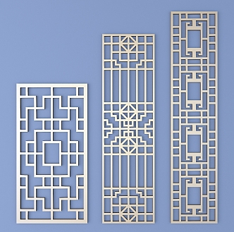 Chinese-style openwork window pane lattice openwork carved flower 3d model