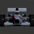 Racing Car in Blue and Pink with Sleek Design Rear Wing and Black Tires