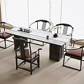 Minimalist Chinese Wooden Tea Table and Chairs Set for Living Room Design