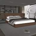 Modern Bedroom Interior With Brown Leather Headboard White Bed Sheets And Scenic View Outside Window