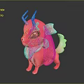 Cute Pink Horned Game and Movie Character With Big Eyes And Gradient Fur