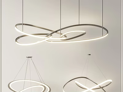 Modern Curved LED Chandelier With Spiral Ring Design For Contemporary Interior Spaces 3d model