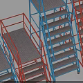 Industrial Blue And Red Scaffolding Design With Platforms Ladders And Sizes