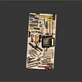 Complete Hardware Tools Collection Including Wrenches Screwdrivers Hammer Pliers and Tape Measure on Tool Board