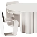 Modern Minimalist Dining Table Set With Round Table And Curved Light Colored Chairs 3d model