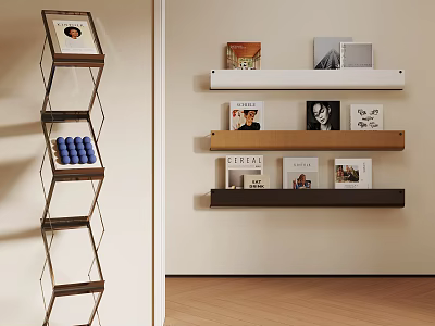 Modern Multi tier Storage Shelving Unit With Wooden Layers And Decorative Items 3d model