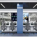 Modern Monitoring Room Interior With Multiple Monitor Screens Control Panels And Ergonomic Chairs